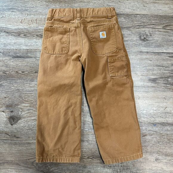 Carhartt Boys 3T Canvas Pants Tan Carpenter Utility - Picture 1 of 3